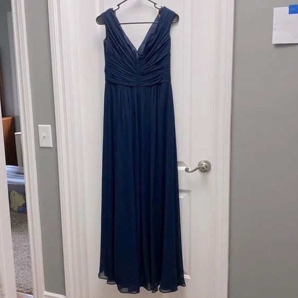 Gather & Gown navy blue bridesmaid formal wedding dress size 8 lined - Picture 9 of 12